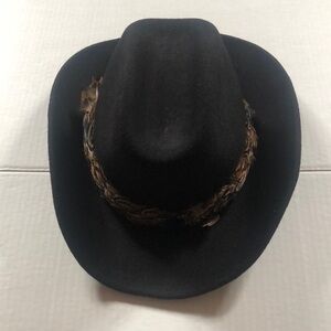 Vintage Henry Margu original creations soft fabric felt hat in black w feathers